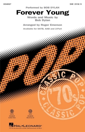 Forever Young for mixed choir (SAB) and piano choral score