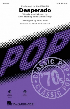 Desperado for mixed choir and piano choral score