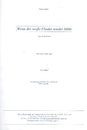 Wenn der weie Flieder wieder blht fr gem Chor (SAM) a cappella (Klavier ad lib) Chorpartitur