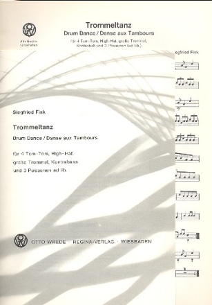 Trommeltanz fr 4 Tom-Tom, High-Hat, groe Trommel, Kontrabass (3 Posaunen ad lib) Partitur und Stimmen (3-6 Spieler)