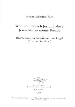 Wohl mir dass ich Jesum habe - Jesus bleibet meine Freude fr Trompete (C) und Orgel