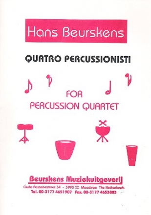 4 Percussionisti for percussion quartet score and parts