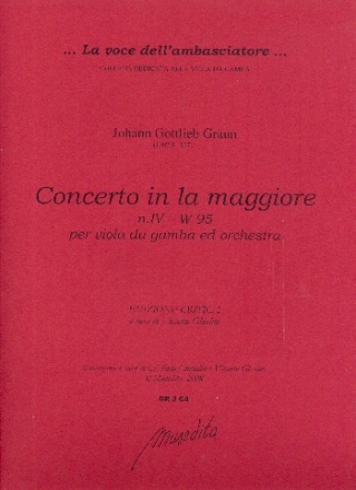 Konzert A-Dur Nr.4 W95 fr Viola da gamba, Streicher und Cembalo Partitur und Stimmen (Solo-1-1-1-Cembalo)