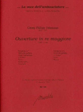 Ouvertre D-Dur TWV55:d6 fr Viola da gamba, Traversflte, 4 Streicher und Cembalo Partitur und Stimmen (Bc nicht ausgesetzt)