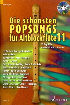 Die schnsten Popsongs Band 11 (+CD) fr 1-2 Altblockflten Spielpartitur
