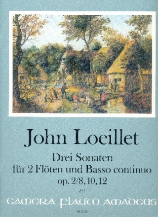 3 Sonaten aus op.2 fr 2 Flten und Bc Partitur und Stimmen (Bc ausgesetzt)