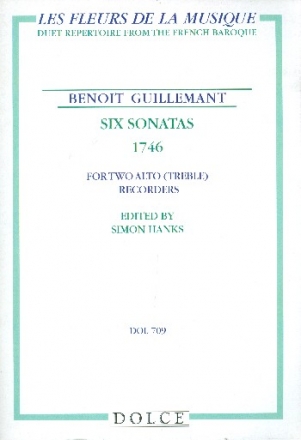 6 Sonatas for 2 treble recorders score