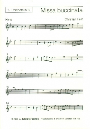 Missa buccinata fr gem Chor, 2 Trompeten und 2 Posaunen Instrumentalstimmen