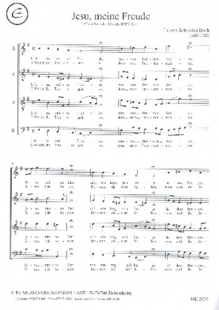 Jesu, meine Freude BWV227 fr gem Chor a cappella Partitur