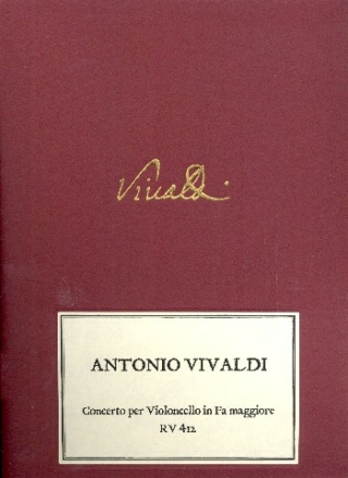 Concerto in Fa maggiore RV412 per violioncello e orchestra d'archi partitura,riduzione per tastiera e parte  (1-1-0-1-1)