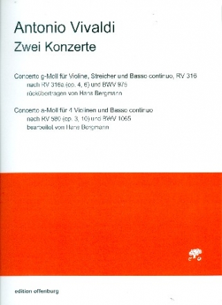 Konzert g-Moll RV316  und Konzert a-Moll nach RV580 und BWV1065  Partitur