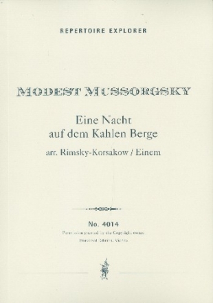 Ein Nacht auf dem kahlen Berge fr Orchester Studienpartitur