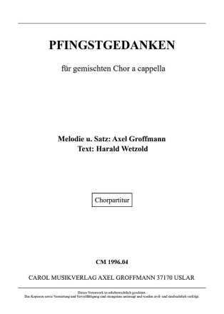 Pfingstgedanken f�r gem Chor a cappella Partitur