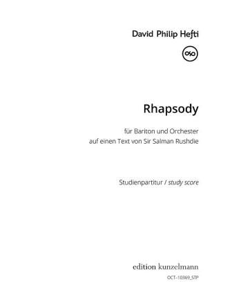 Rhapsody   fr Bariton und Orchester Partitur (Spiralbindung)