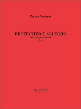 Recitativo e allegro Violin and Piano Book & Part[s]