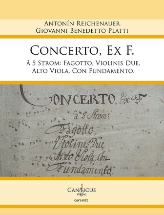 Concerto, ex F.  5 Stromenti per fagotto, violinis due, alto viola, con fundamento Partitur und Stimmen