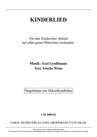 Kinderlied fr Singstimme mit Akkordsymbolen