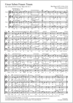 Unser lieben Frauen Traum Coro SSATBB Partitur