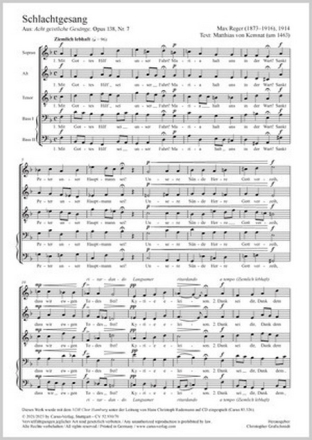 Schlachtgesang Coro SATBB Partitur