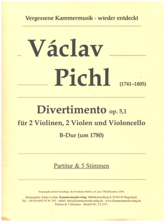 Divertimento fr 2 Violinen, 2 Violen und Violoncello Partitur und Stimmen