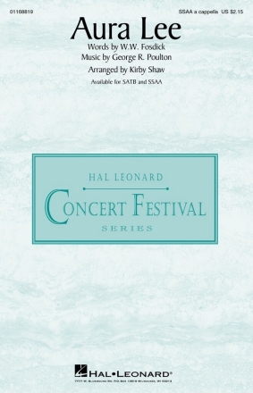 Aura Lee SSAA A Cappella Choral Score