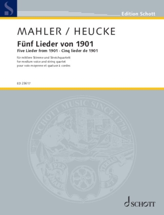 Fnf Lieder von 1901   fr mittlere Stimme und Streichquartett Partitur (+Stimmen zum Download)