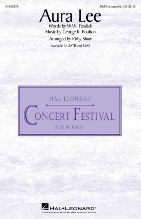 Aura Lee SATB a Cappella Choral Score