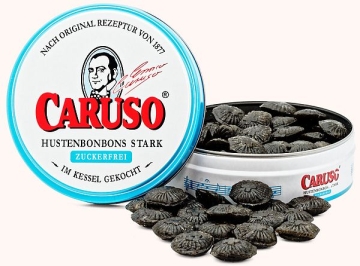 Caruso Hustenbonbons  zuckerfrei 7 Dosen  im Pappdisplay