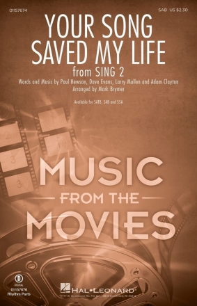Your Song Saved My Life SAB Choral Score