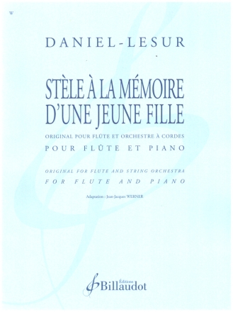 Stle  la Mmoire d'une jeune Fille pour flute et orchestre  cordes rduction pour flute et piano