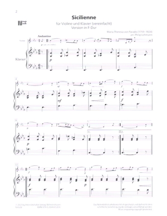 Sicilienne  (+QR-Codes) fr Violine und Klavier