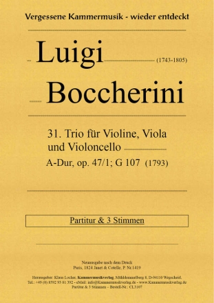 31. Trio A-Dur, op. 47/1, G 107 fr Violine, Viola und Violoncello Partitur und Stimmen