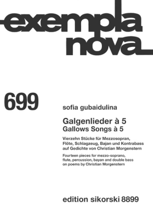 Galgenlieder  5 fr Mezzosopran, Flte, Schlagzeug, Bajan und Kontrabass Partitur (dt)