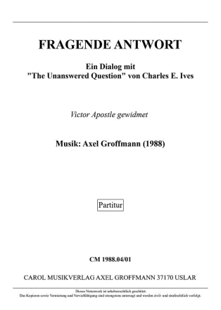 Fragende Antwort (1988) fr Trompete in B oder C und Orgel Partitur