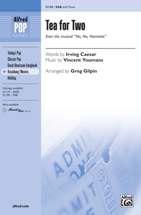 Tea For Two for mixed choir (SAB) and piano choral score