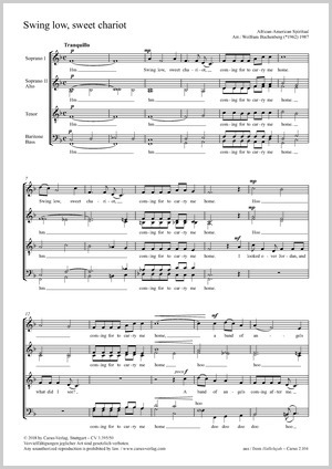 Swing low, sweet chariot Coro SSATBarB Partitur