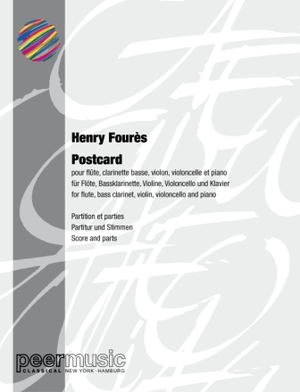 Postcard for flute, bass clarinet, violin, violoncello and piano score and parts