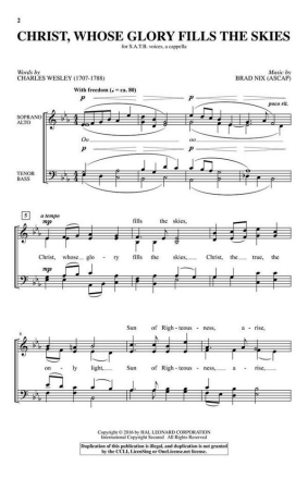 Christ, Whose Glory Fills the Skies SATB a Cappella Chorpartitur