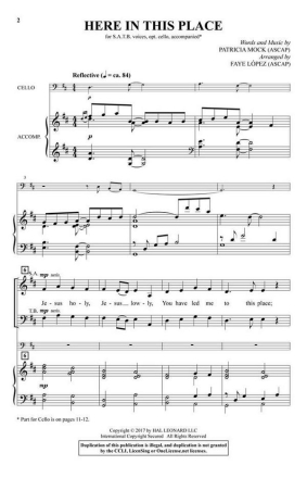 Here in This Place SATB and opt. Cello Chorpartitur