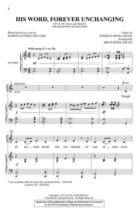 His Word, Forever Unchanging SATB Chorpartitur