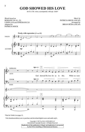 God Showed His Love SATB and Violin Chorpartitur