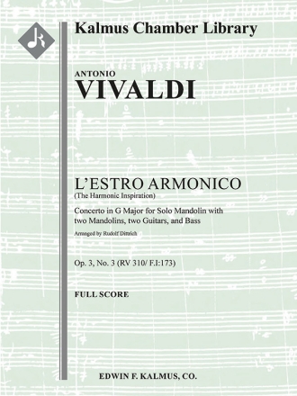 L'Estro Armonico, Op 3, No 3 (f/o sc) Scores