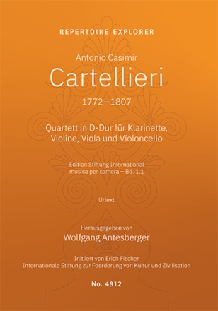 Quartett in D major for clarinet, violin, viola and cello (first print /Urtext / score and parts) Mixed Chamber Music without Piano Set Score and Parts