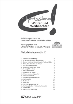 chorissimo! Winter und Weihnachten 1-3stg Kinder-/Jugendchor, Pfte, [Melodieinstr] Einzelstimme, Melodieinstrument