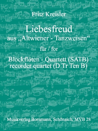 Liebesfreud fr 4 Blockflten (SATB) Partitur