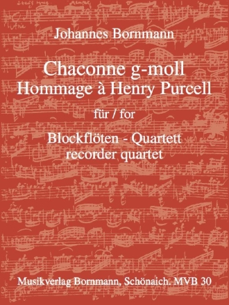 Chaconne g-moll - Hommage  Henry Purcell fr 4 Blockflten (SATB) Partitur