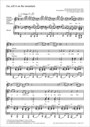Go, tell it on the mountain Coro 4stg, Pfte, Melodieinstr Partitur