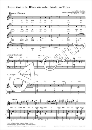 Ehre sei Gott in der Hhe Coro 4stg, Pfte, Melodieinstr (Flte) Partitur