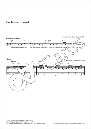 Hoch vom Himmel Coro 2stg, Pfte Partitur