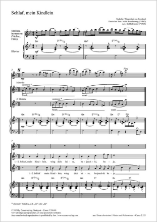 Schlaf, mein Kindlein Coro 2stg, Pfte, Melodieinstr (Fl) Partitur